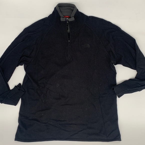 North Face Men’s Quarter Zip Black Pullover Sweater Size Large - Picture 5 of 6